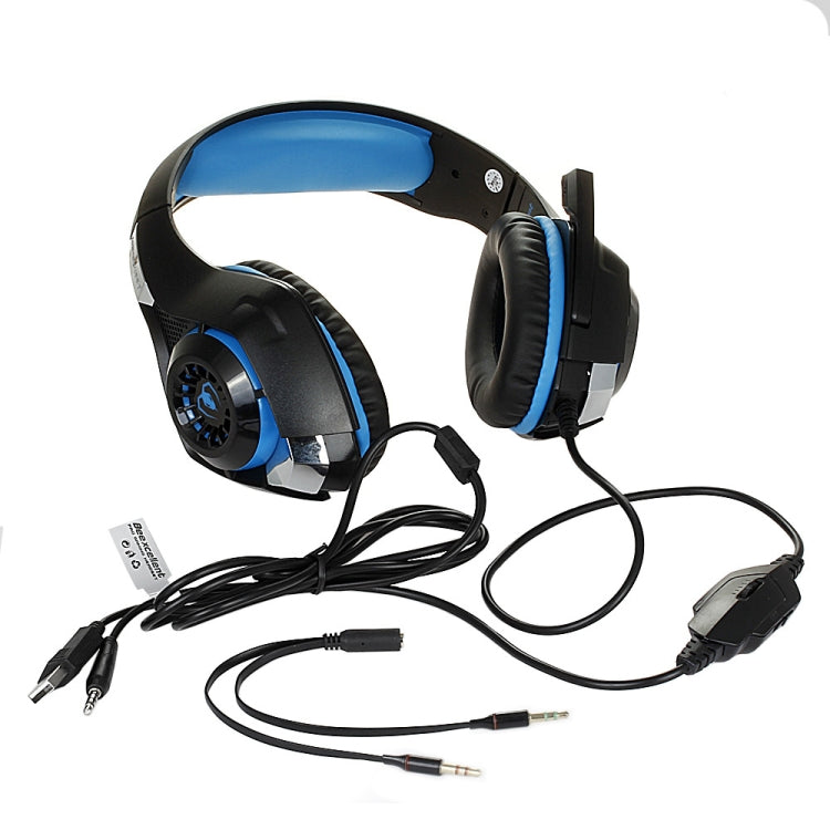 Beexcellent GM-1 Stereo Bass Gaming Wired Headphone with Microphone & LED Light, For PS4, Smartphone, Tablet, PC, Notebook(Blue)