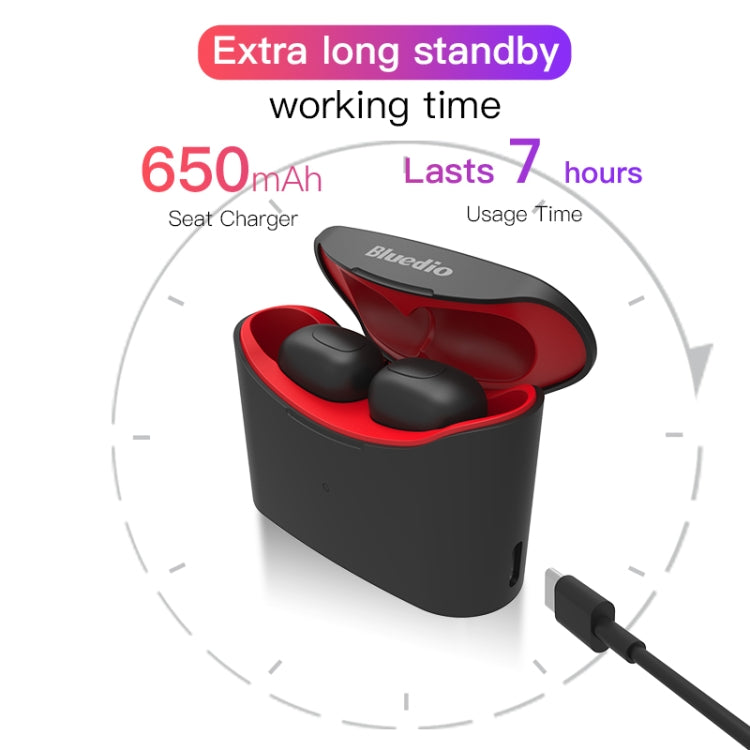 Bluedio TWS T-elf Bluetooth Version 5.0 In-Ear Bluetooth Headset with Headphone Charging Cabin(Red) - TWS Earphone by Bluedio | Online Shopping South Africa | PMC Jewellery | Buy Now Pay Later Mobicred