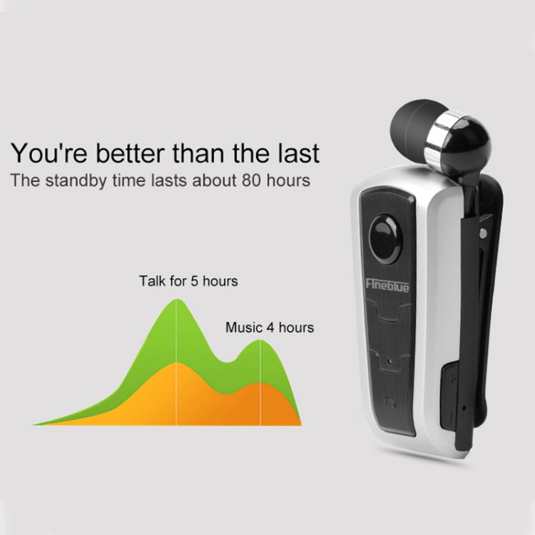 Fineblue F910 CSR4.1 Retractable Cable Caller Vibration Reminder Anti-theft Bluetooth Headset(Silver)