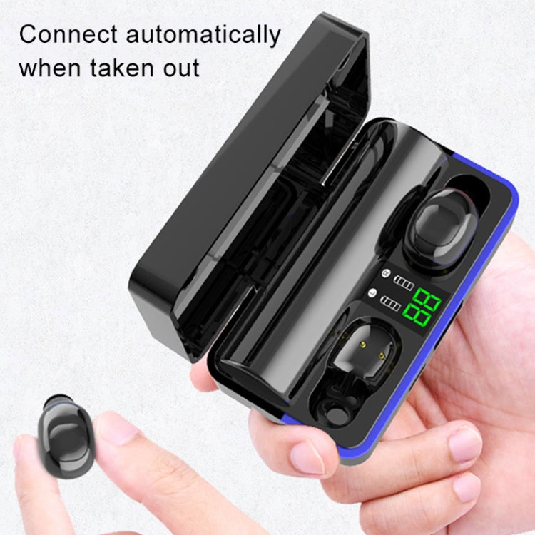 W12 IPX6 Water-resistant Bluetooth 5.0 Touch Wireless Bluetooth Earphone with Charging Box, Support Power Digital Display & Breathing Light Bar & HD Call & Power Bank (Black)