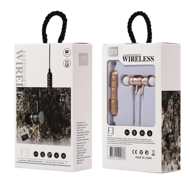 F3 Bluetooth 4.2 Hanging Neck Design Bluetooth Headset, Support Music Play & Switching & Volume Control & Answer(Gold) - Neck-mounted Earphone by PMC TechLife | Online Shopping South Africa | PMC TechLife