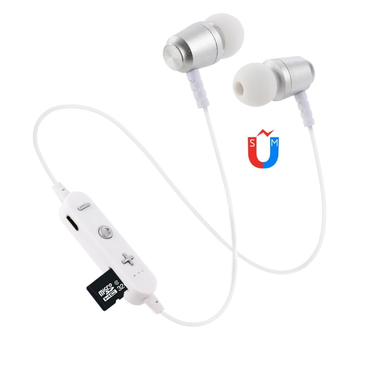 F15 Bluetooth 4.2 Hanging Neck Design Bluetooth Headset, Support Music Play & Switching & Volume Control & Answer(Silver)