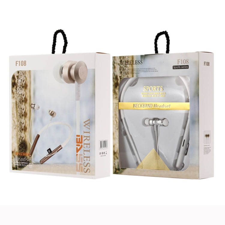 F108 Bluetooth 4.2 Hanging Neck Design Bluetooth Headset, Support Music Play & Switching & Volume Control & Answer(Silver) - Neck-mounted Earphone by PMC TechLife | Online Shopping South Africa | PMC TechLife