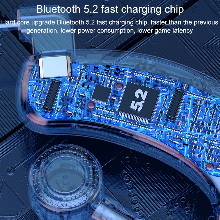 V12 Bluetooth 5.2 Business Hanging Ear Style Smart LED Digital Display Wireless Bluetooth Earphone with Charging Box (Blue)