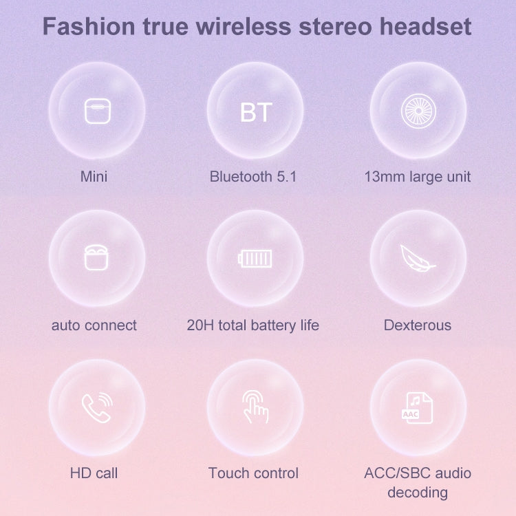 Mijiaer TN22 Bluetooth 5.1 True Wireless Stereo Bluetooth Earphone(Purple)