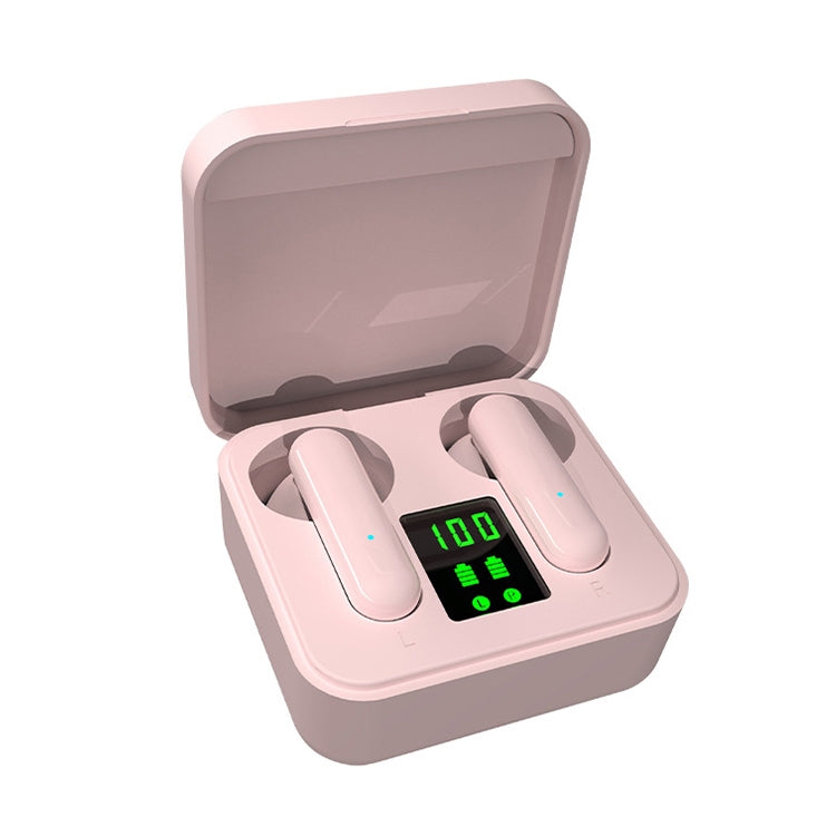 ETE-16 TWS Semi-In-Ear Digital Display Sports Bluetooth Earphones (Pink)