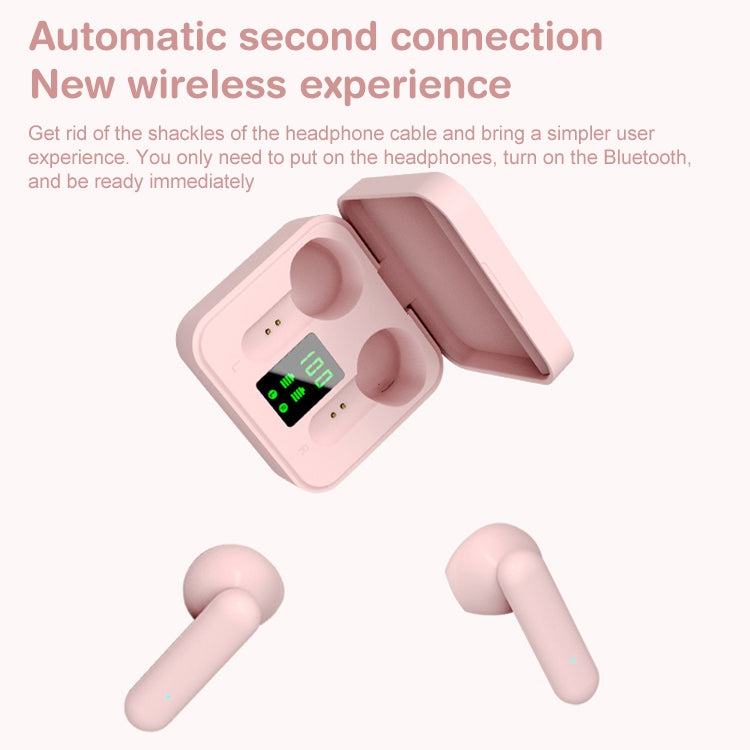 ETE-16 TWS Semi-In-Ear Digital Display Sports Bluetooth Earphones (Pink)