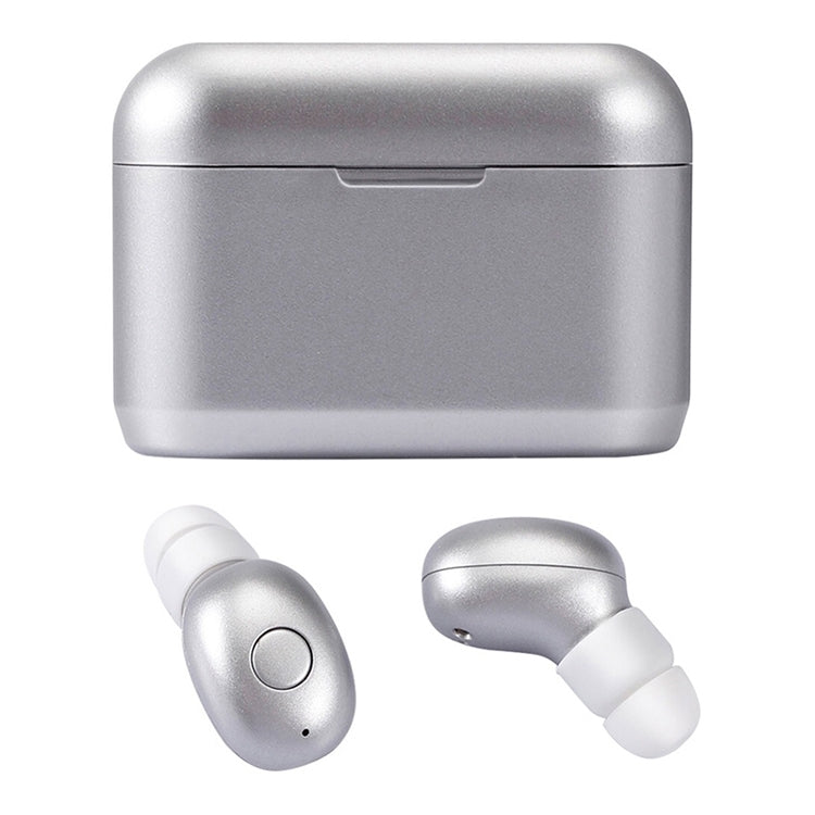DT-4 IPX Water-resistant Bluetooth 5.0 Wireless Bluetooth Earphone with 350mAh Magnetic Charging Box, Support for Calling(Silver)