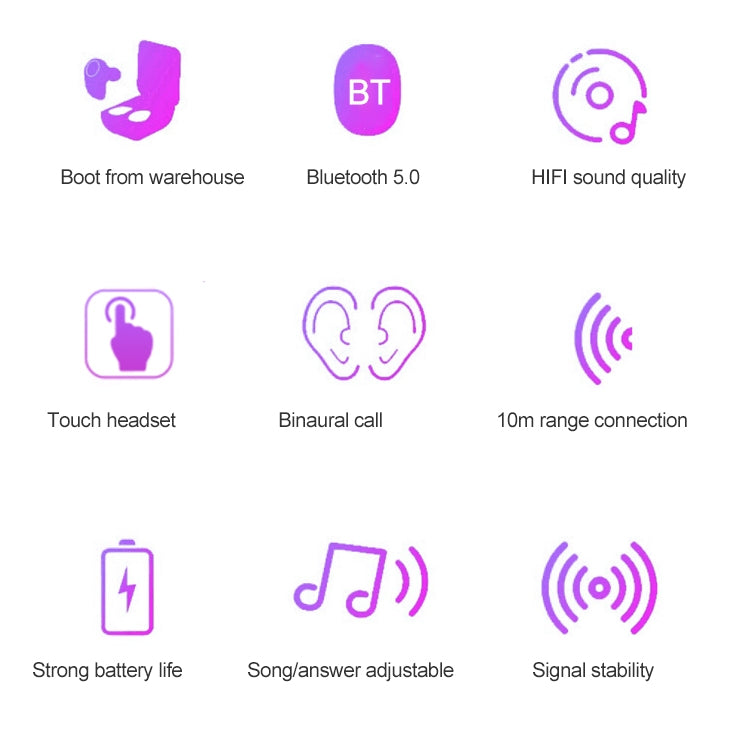 Dt-18 Wireless Two Ear Bluetooth Headset With 2000mAh Charging Cabin & Touch & Intelligent Magnetic Suction Charging (White)