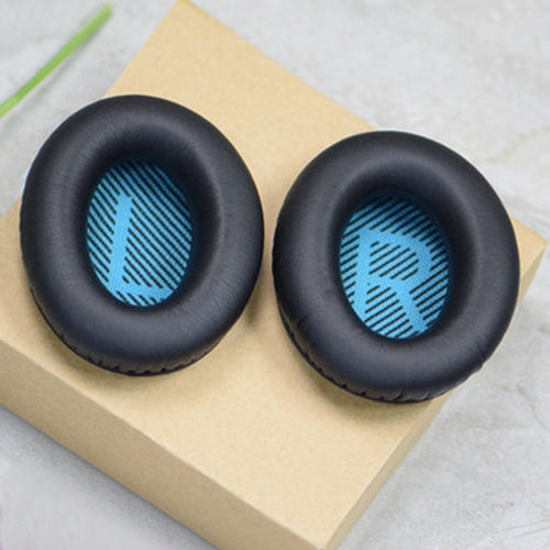1 Pair Soft Earmuff Headphone Jacket with LR Cotton for BOSE QC2 / QC15 / AE2 / QC25 / QC35(Black Blue)