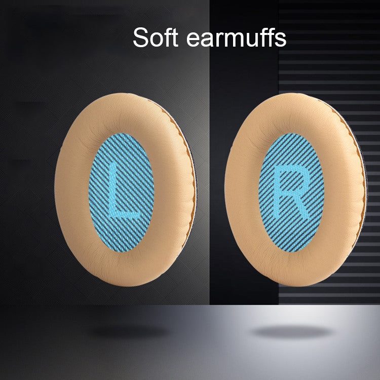 1 Pair Soft Earmuff Headphone Jacket with LR Cotton for BOSE QC2 / QC15 / AE2 / QC25 / QC35(Gold Black)