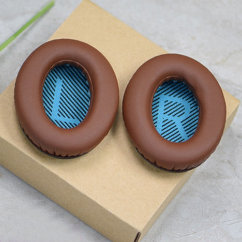 1 Pair Soft Earmuff Headphone Jacket with LR Cotton for BOSE QC2 / QC15 / AE2 / QC25 / QC35 (Brown Blue)