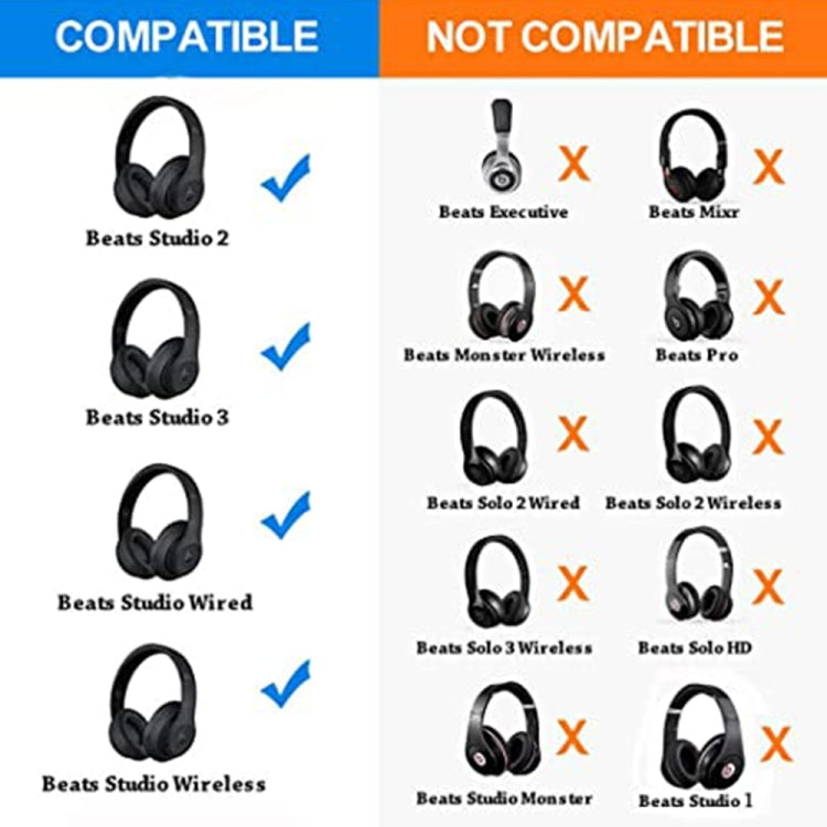 1 Pair Soft Sponge Earmuff Headphone Jacket for Beats Solo 2.0, Wired Version(Black)