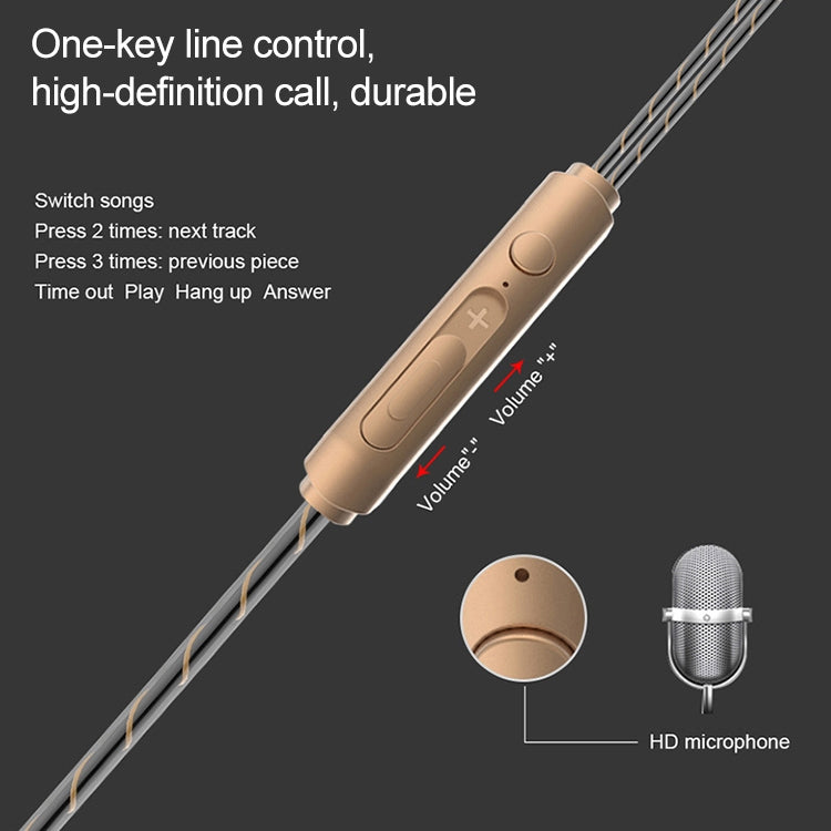 D12 1.2m Wired In Ear 3.5mm Interface Stereo Wire-Controlled HIFI Earphones Dual-motion Loop Running Game Music Headset With Packaging(Black)