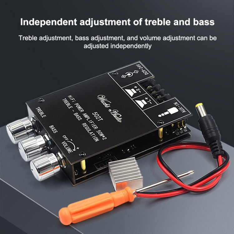 ZK-502T Bluetooth 5.0 50W x 2 Wireless TPA3116D2 Stereo HiFi Class D Amplifier Board Stereo Audio Amp Amplificador - Other Accessories by PMC Jewellery | Online Shopping South Africa | PMC Jewellery | Buy Now Pay Later Mobicred