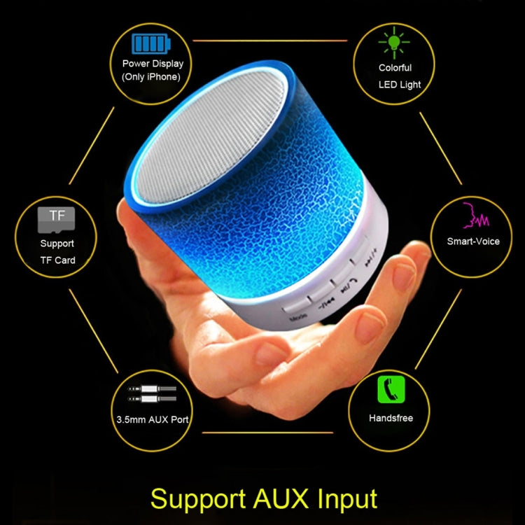 A9 Mini Portable Glare Crack Bluetooth Stereo Speaker with LED Light, Built-in MIC, Support Hands-free Calls & TF Card(Blue)
