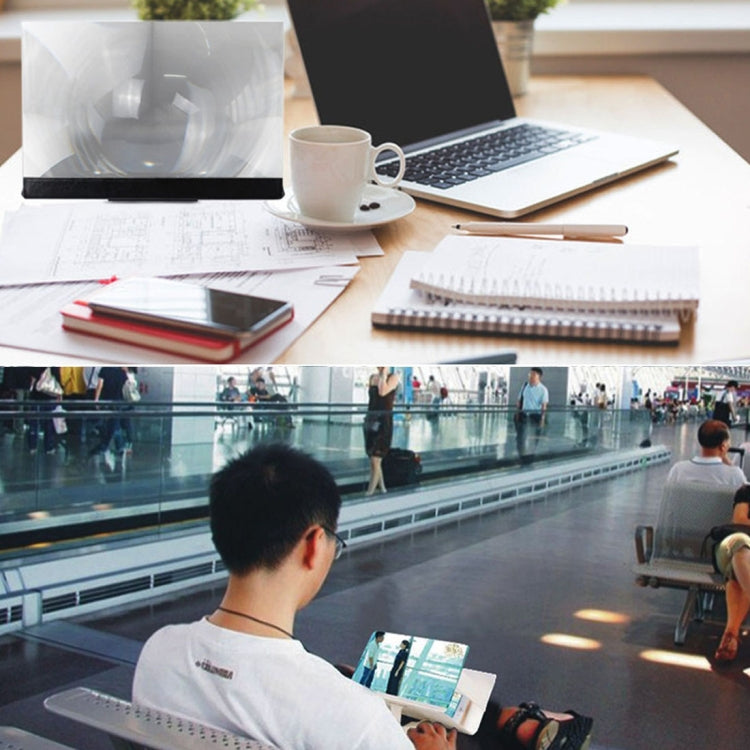 12.0 inch Universal Foldable Portable Wood + Organic Glass Eyeshield 3D Video Mobile Phone Screen Magnifier Bracket Enlarge with Holder for All Smartphones, Size: 260*190*8mm(White) - Screen Magnifier by PMC TechLife | Online Shopping South Africa | PMC TechLife