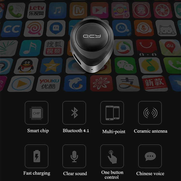 QCY J11 Universal Driving Wireless Bluetooth 4.1 Earphone with Mic for Smart Phones or Other Bluetooth Devices, Effective Bluetooth Distance: 10M(Black) - Bluetooth Earphone by QCY | Online Shopping South Africa | PMC Jewellery | Buy Now Pay Later Mobicred