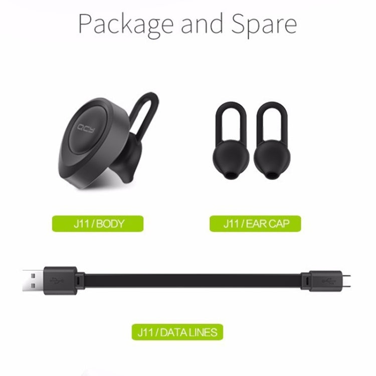 QCY J11 Universal Driving Wireless Bluetooth 4.1 Earphone with Mic for Smart Phones or Other Bluetooth Devices, Effective Bluetooth Distance: 10M(Black) - Bluetooth Earphone by QCY | Online Shopping South Africa | PMC Jewellery | Buy Now Pay Later Mobicred
