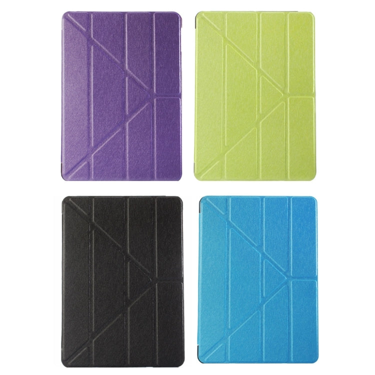 For iPad 9.7 (2018) & iPad 9.7 (2017) & iPad Air Silk Texture Horizontal Deformation Flip Leather Case with Three-folding Holder(Blue)