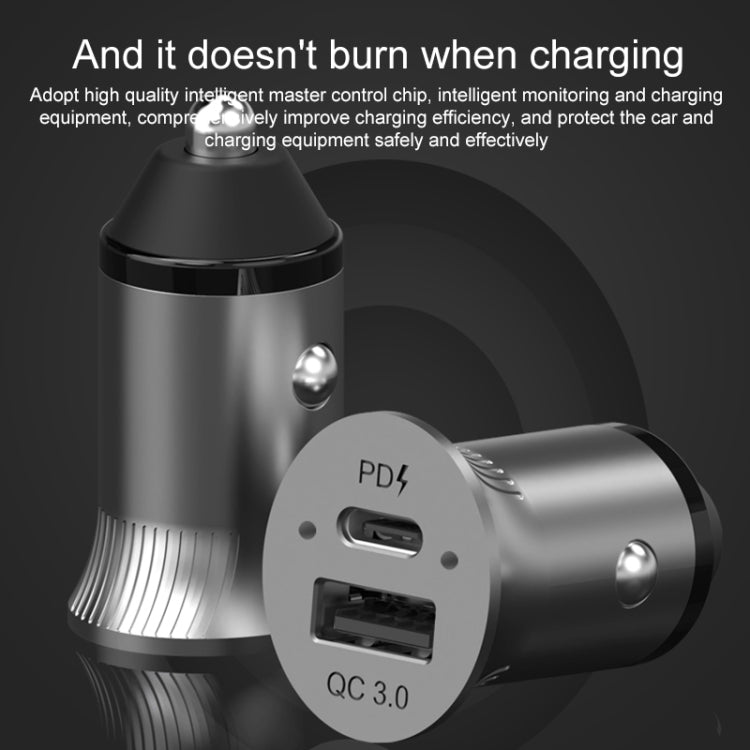 PD USB-C / Type-C + QC3.0 USB Fast Charging Car Charger with Dual LED Indicator - Car Charger by PMC TechLife | Online Shopping South Africa | PMC TechLife