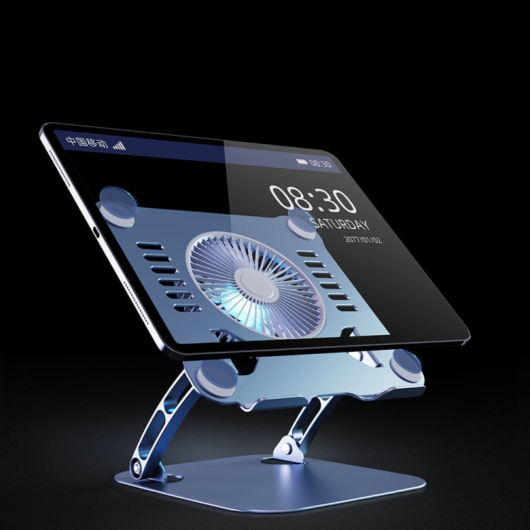 R-JUST HZ22 Dual-purpose Desktop Fan Aluminum Alloy Laptop Bracket with Light(Tarnish)