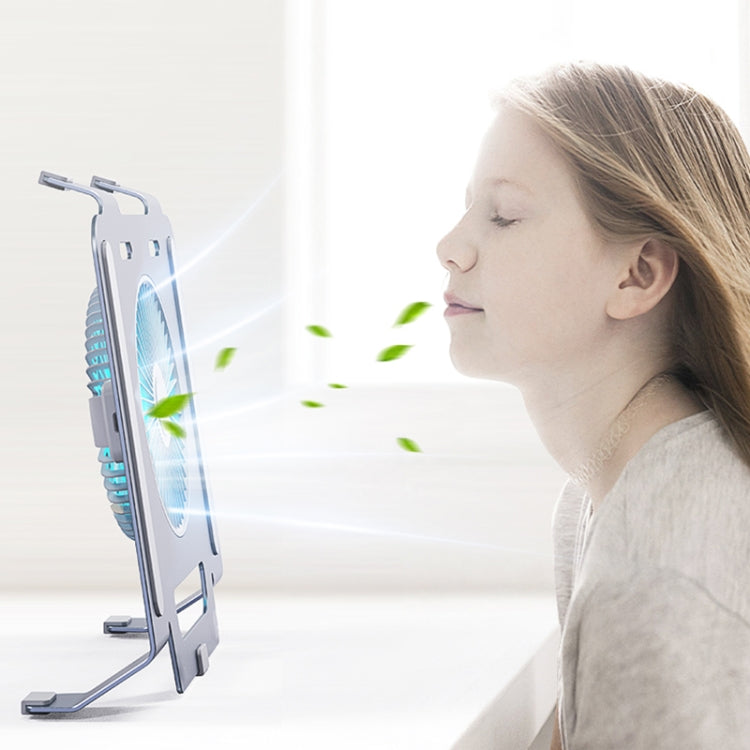 R-JUST HZ25 3.5W Aluminum Alloy Large Turbo Desktop Fan Cooling Laptop Stand(Silver) - free shipping - PMC TechLife - Order now!