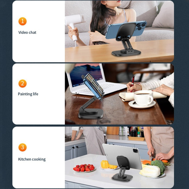 FD5 B028 Foldable Rotating Desktop Phone Tablet Holder (Black)