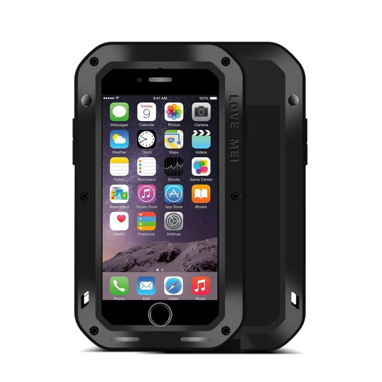 LOVE MEI for iPhone 7 Professional and Powerful Dustproof Shockproof Anti-slip Metal Protective Case(Black)