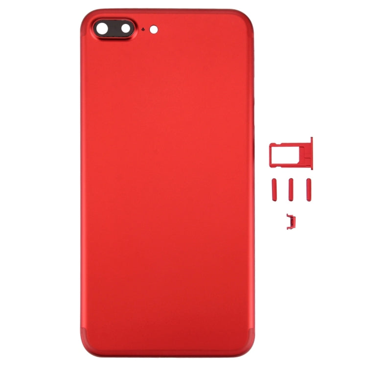 6 in 1 for iPhone 7 Plus (Back Cover (With Camera Lens) + Card Tray + Volume Control Key + Power Button + Mute Switch Vibrator Key + Sign) Full Assembly Housing Cover(Red)