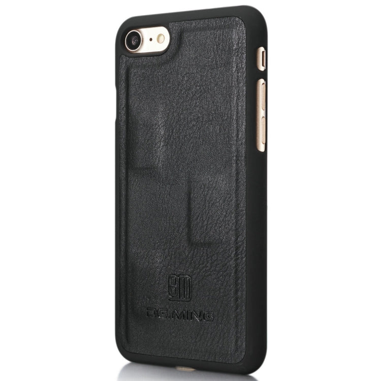 DG.MING For iPhone SE 2020 & 8 & 7 Crazy Horse Texture Horizontal Flip Detachable Magnetic Protective Case with Holder & Card Slots & Wallet(Black)