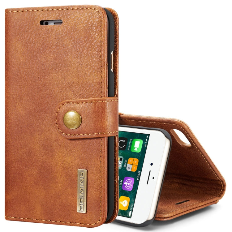 DG.MING For iPhone SE 2020 & 8 & 7 Crazy Horse Texture Horizontal Flip Detachable Magnetic Protective Case with Holder & Card Slots & Wallet(Brown) - More iPhone Cases by DG.MING | Online Shopping South Africa | PMC Jewellery | Buy Now Pay Later Mobicred