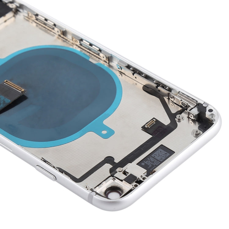 Battery Back Cover Assembly with Side Keys & Vibrator & Speaker Ringer Buzzer & Power Button + Volume Button Flex Cable & Card Tray for iPhone 8(Silver)
