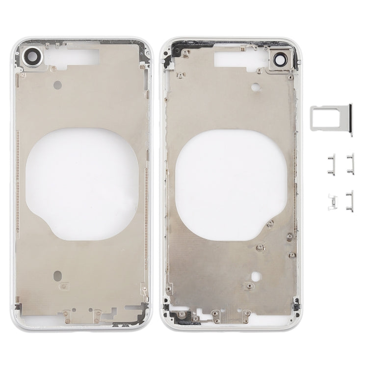 Transparent Back Cover with Camera Lens & SIM Card Tray & Side Keys for iPhone 8 (White)