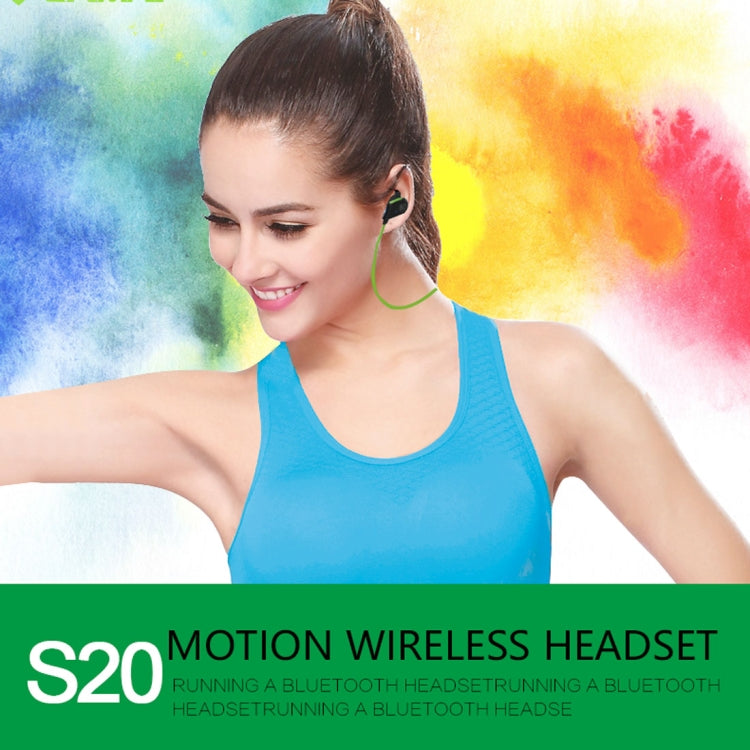 S20 Magnetic Switch Sweatproof Motion Wireless Bluetooth In-Ear Headset with Indicator Light & Mic, Distance: 10m, For iPad, Laptop, iPhone, Samsung, HTC, Huawei, Xiaomi, and Other Smart Phones(Black)