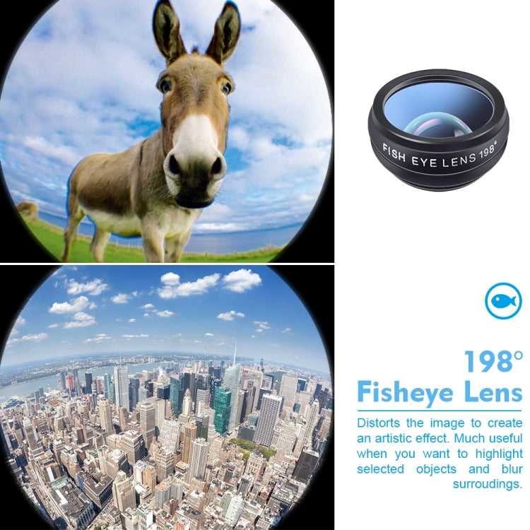 APEXEL APL-DG10 Macro Wide-angle Fisheye Telephoto CPL Flow Filter Radial Filter Star Filter Kaleidoscope 3 & 6 Lens Kit, For iPhone, Samsung, Huawei, Xiaomi, HTC and Other Smartphones, Ultra-thin Digital Camera