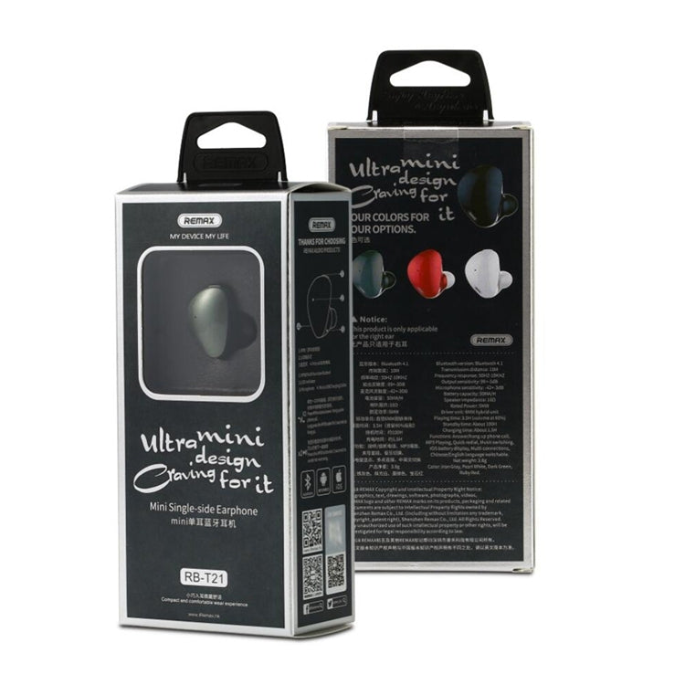 REMAX RB-T21 Mini In-Ear Wireless Bluetooth V4.1 Earphones, For iPad, iPhone, Galaxy, Huawei, Xiaomi, LG, HTC and Other Smart Phones(White) - free shipping - PMC TechLife - Order now!