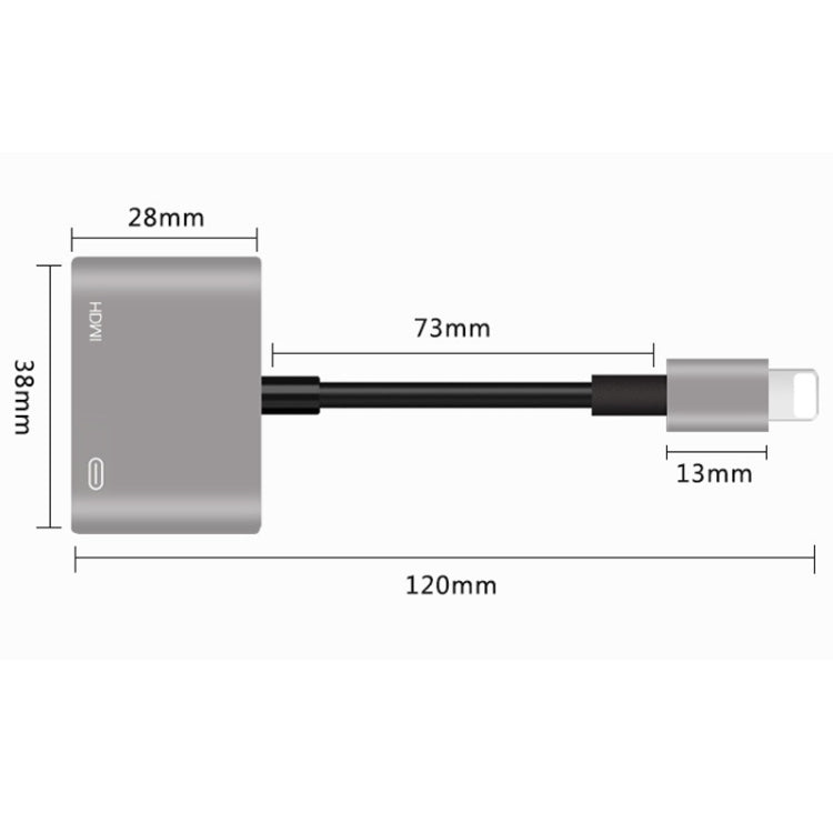7565S 8 Pin to HDMI HDTV Projector Video Adapter Cable for iPad(Grey) - free shipping - PMC Jewellery - Order now!
