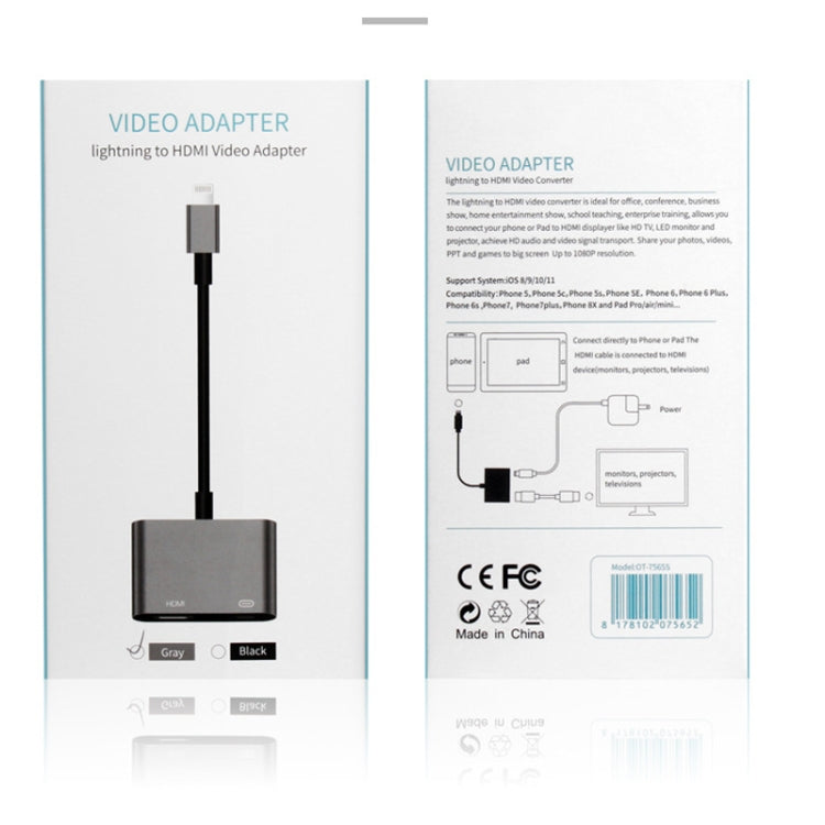 7565S 8 Pin to HDMI HDTV Projector Video Adapter Cable for iPad(Grey) - free shipping - PMC Jewellery - Order now!