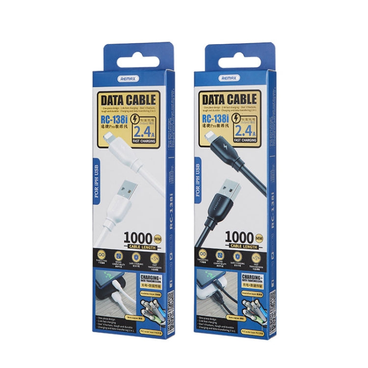 REMAX RC-138i 2.4A USB to 8 Pin Suji Pro Fast Charging Data Cable, Cable Length: 1m (White) - Normal Style Cable by REMAX | Online Shopping South Africa | PMC TechLife | Buy Now Pay Later Mobicred