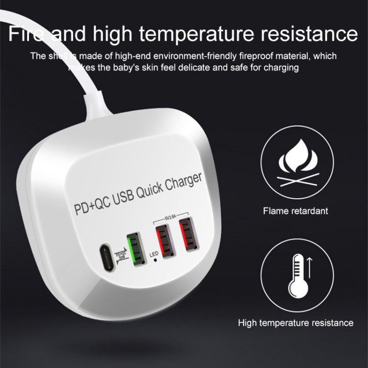 WLX-T3P 4 In 1 PD + QC Multi-function Smart Fast Charging USB Charger(EU Plug)