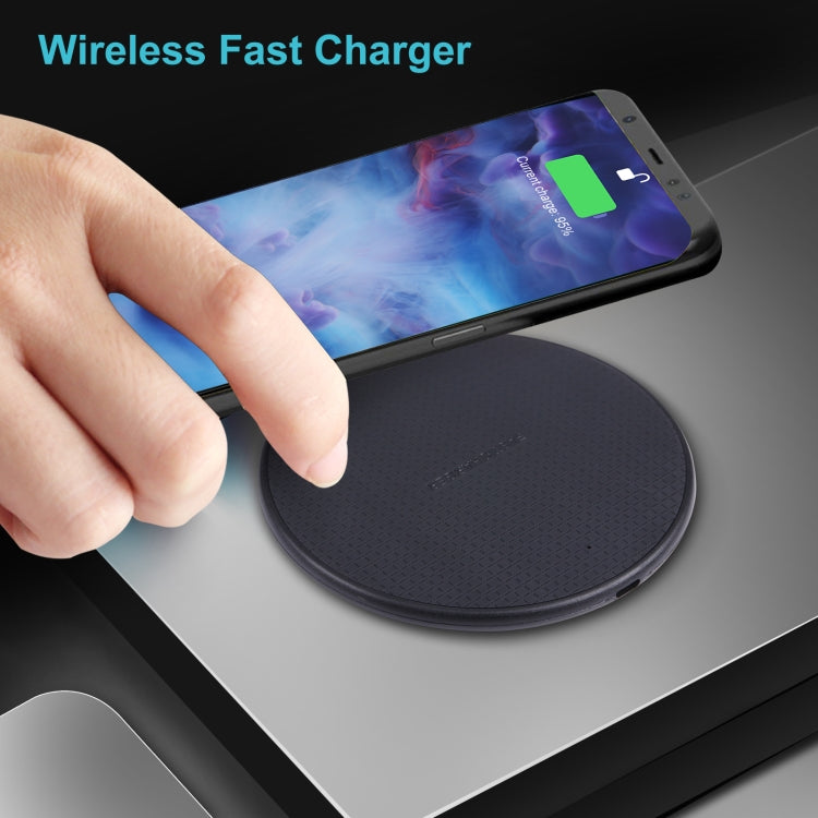 10W QI Plaid Pattern Round Plastic Wireless Charger (Black) - Wireless Charger by PMC TechLife | Online Shopping South Africa | PMC TechLife