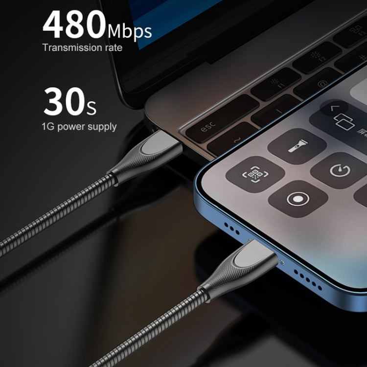 ADC-009 USB-C / Type-C to 8 Pin Zinc Alloy Hose Fast Charging Data Cable, Cable Length: 1m (Gun Metal) - 2 in 1 Cable by PMC TechLife | Online Shopping South Africa | PMC TechLife
