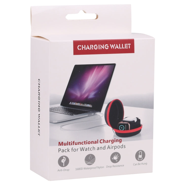 3 in 1 Charger Holder Base for Watch & AirPods with Zippered Storage Bag & Carabiner