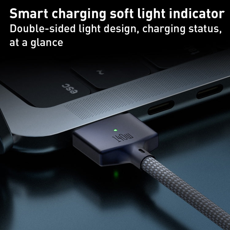 140W USB-C / Type-C to MagSafe 3 Nylon Braided Magnetic Charging Cable, Length: 2m (White)