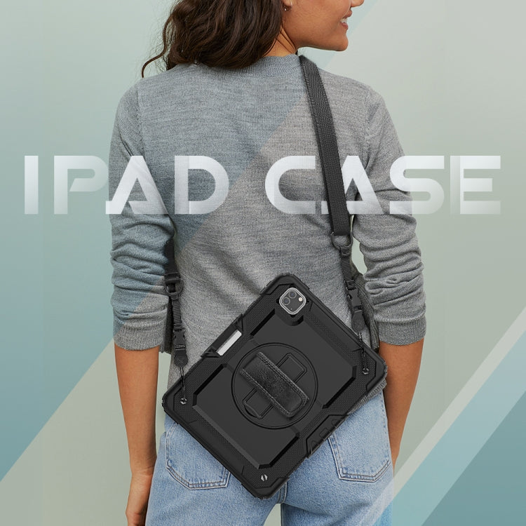 For iPad Pro 11 inch (2018) / Pro 11 inch (2020) Shockproof Colorful Silica Gel + PC Protective Tablet Case with Holder & Shoulder Strap & Hand Strap & Pen Slot(Black)