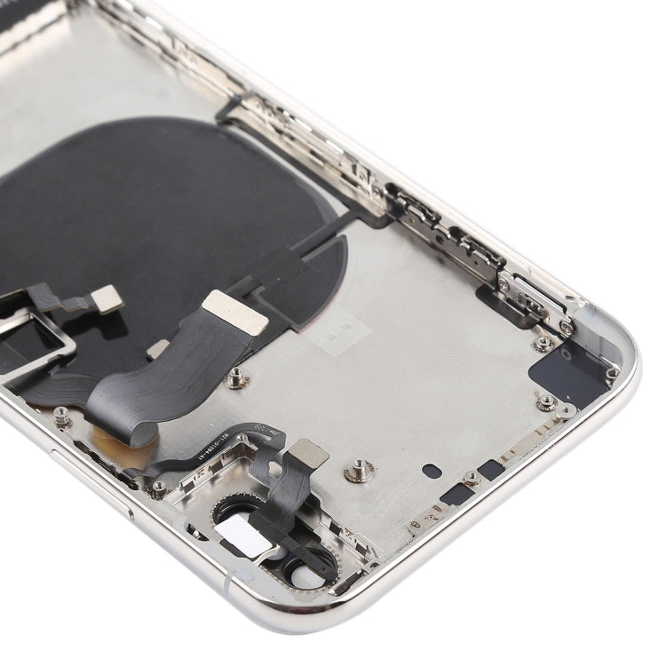 Battery Back Cover Assembly with Side Keys & Vibrator & Speaker Ringer Buzzer & Power Button + Volume Button Flex Cable & Card Tray & Battery Adhesive for iPhone X(White)