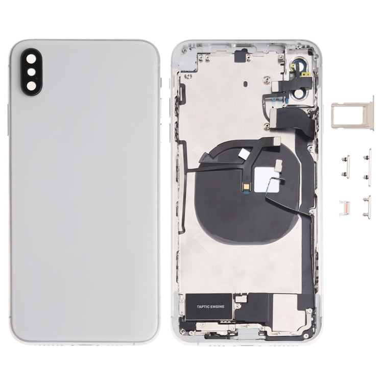 Battery Back Cover Assembly (with Side Keys & Speaker Ringer Buzzer & Motor & Camera Lens & Card Tray & Power Button + Volume Button + Charging Port + Signal Flex Cable & Wireless Charging Module) for iPhone XS Max(White)
