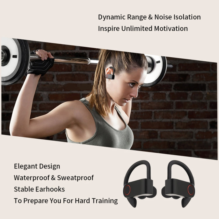 JHO-A9 TWS Wireless Hanging Ear Type Bluetooth Earphone with Charging + Storage Integrated Zipper Bag, Support Voice Control(Black)
