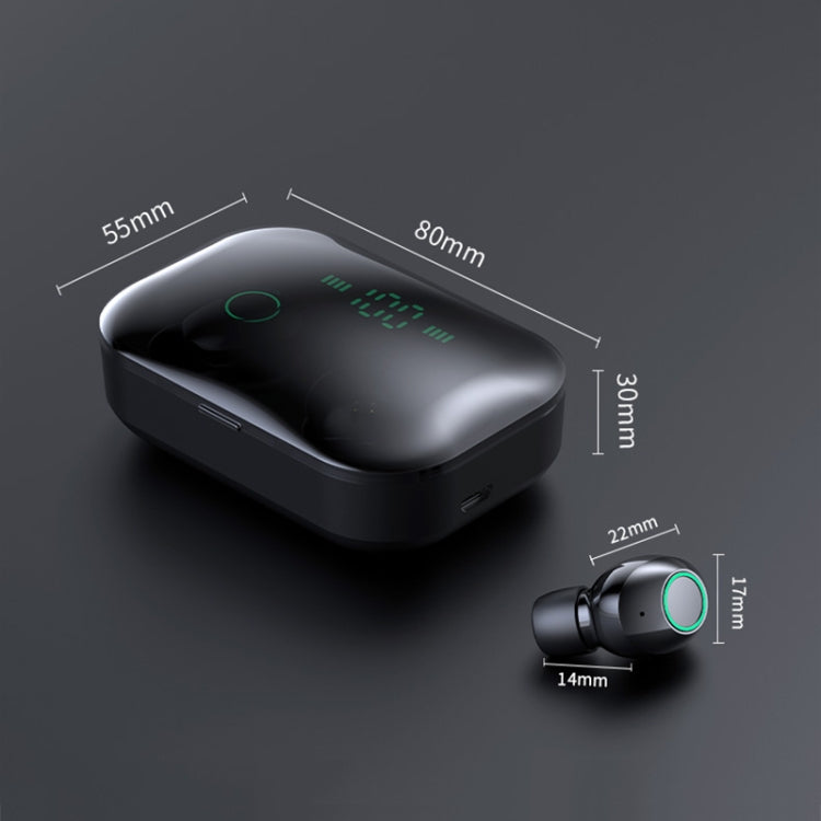 M7 TWS V5.0 Binaural Wireless Stereo Bluetooth Headset with Charging Case and Digital Display(Black)